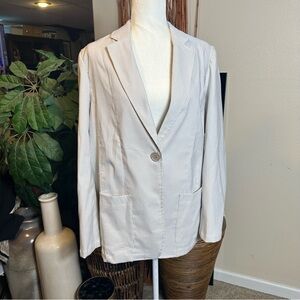 Max Studio Beige Pinstripe Single-Button Blazer